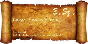 Bakai Szofrónia névjegykártya